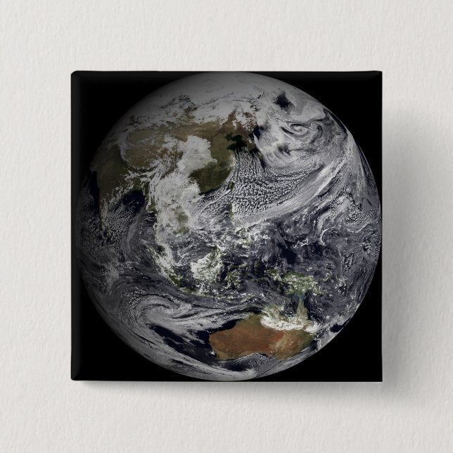 Badge Carré 5 Cm Simulation nuageuse de la Terre entière (Devant)