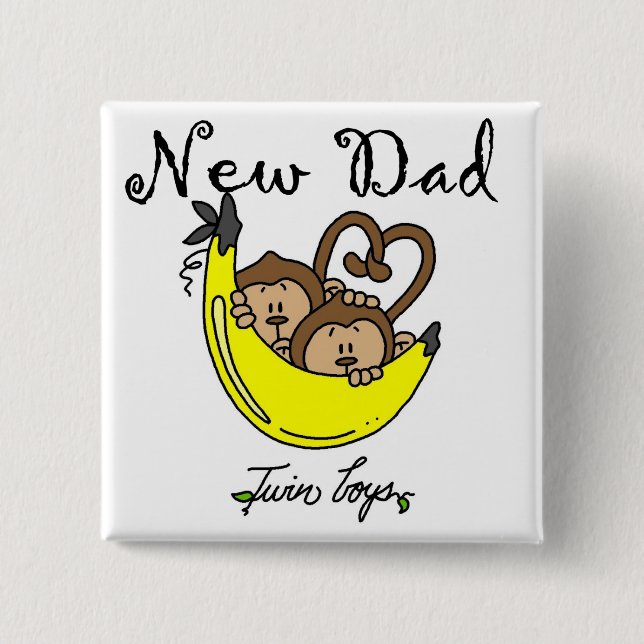 Badge Carré 5 Cm Singes Papa de jumeaux T-shirts et cadeaux (Devant)
