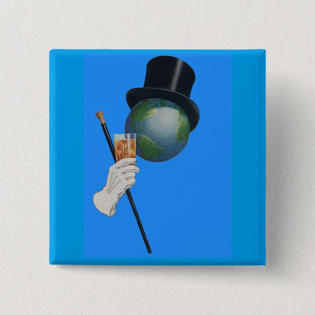 Badge Carré 5 Cm Sir Earth a un cocktail (Devant)
