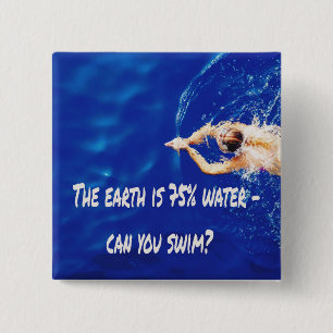 Badge Carré 5 Cm Siwmming équipe de natation Amour à la piscine