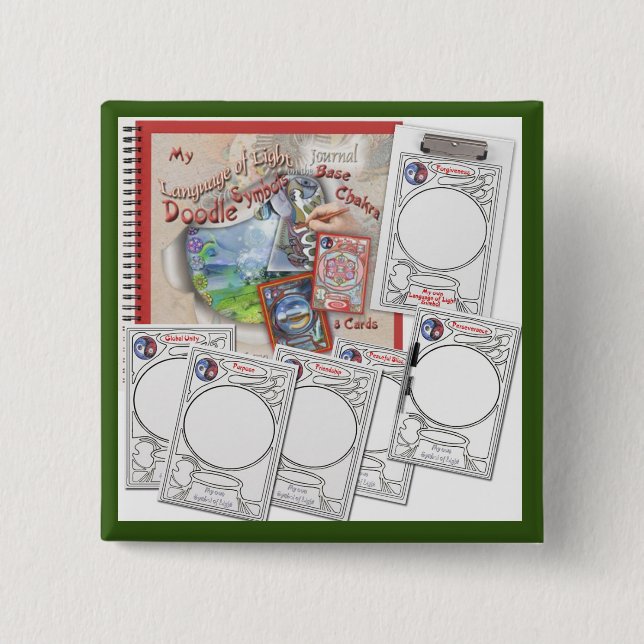 Badge Carré 5 Cm Six feuilles chakra Base (Devant)