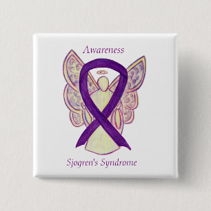 Badge Carré 5 Cm Sjogren's Syndrome Sensibilisation Angel Ruban Art
