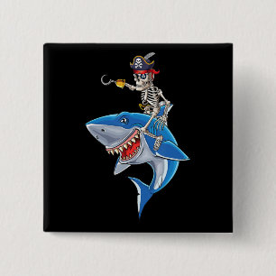 Badge Carré 5 Cm Skeleton Pirate équitation Requin mignonette Garço