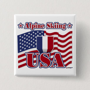 Badge Carré 5 Cm Ski alpin USA
