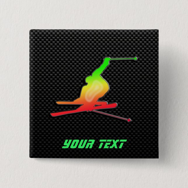 Badge Carré 5 Cm Ski lisse de neige (Devant)