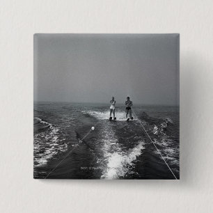 Badge Carré 5 Cm Ski nautique de deux personnes