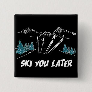 Badge Carré 5 Cm Ski Vous Plus Tard Montagne Sports D'Hiver