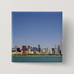 Badge Carré 5 Cm Skyline de Chicago, Illinois, États-Unis.