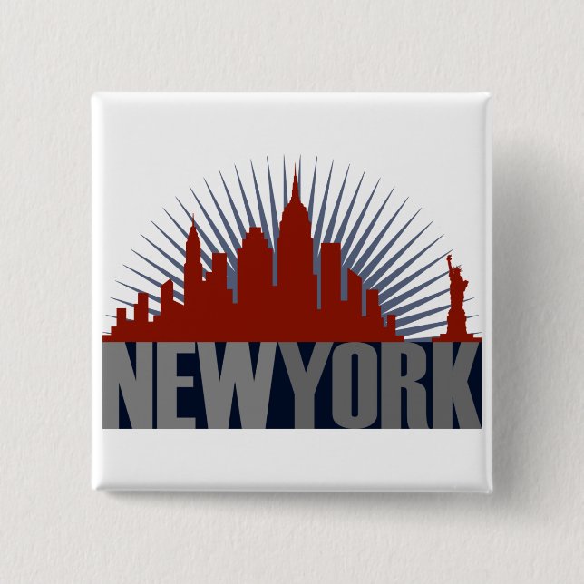 Badge Carré 5 Cm Skyline de New York (Devant)