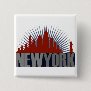 Badge Carré 5 Cm Skyline de New York