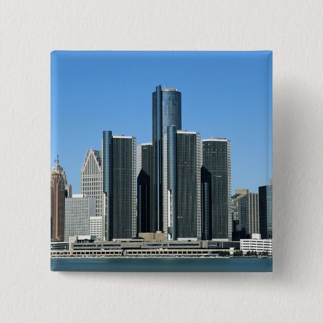 Badge Carré 5 Cm Skyline Détroit 4 (Devant)