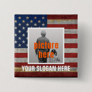 BADGE CARRÉ 5 CM SLOGAN PERSONNALISÉ DICTON DE PAYS DRAPEAU PERSONN