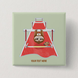 Badge Carré 5 Cm Sloth Hurdles course atheletics