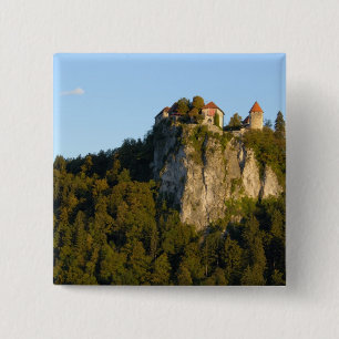 Badge Carré 5 Cm Slovénie, Bled, Lake Bled, Bled Castle