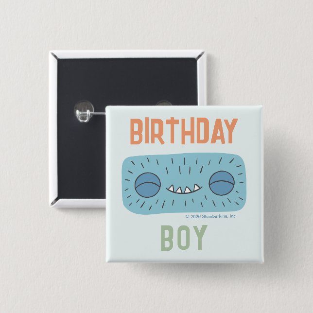 Badge Carré 5 Cm Slumberkins H ammerhead Birthday Boy (Devant & derrière)