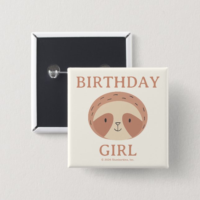 Badge Carré 5 Cm Slumberkins Sloth Birthday Boy (Devant & derrière)