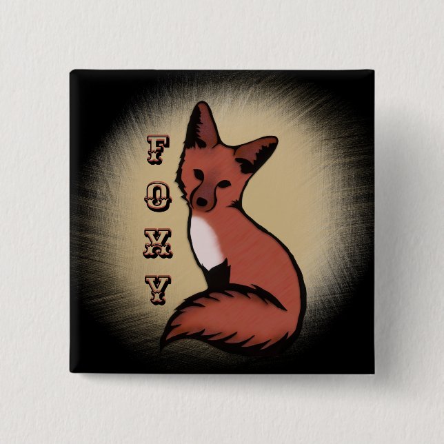 Badge Carré 5 Cm Sly Red Foxy Fox (Devant)