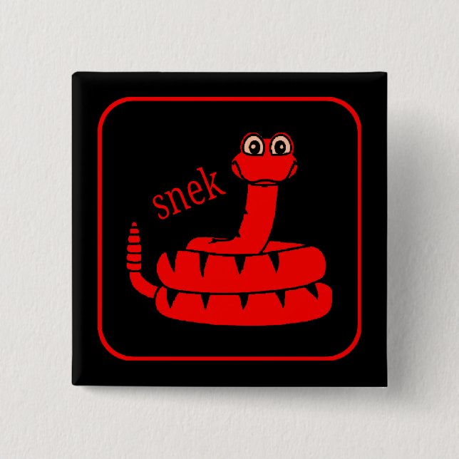Badge Carré 5 Cm Snek rouge (Devant)