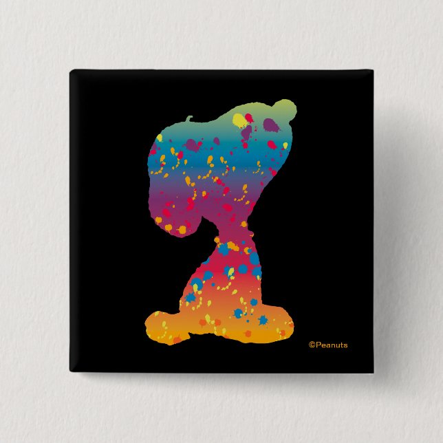 Badge Carré 5 Cm Snoopy Rainbow Graffiti Silhouette (Devant)