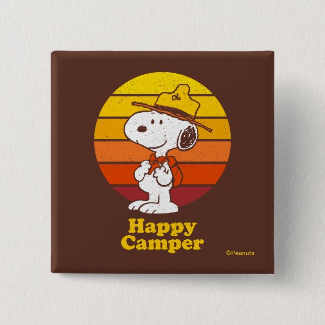 Badge Carré 5 Cm Snoopy | Scout Beagle - Happy Camper (Devant)