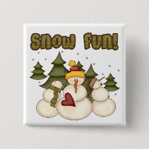 Badge Carré 5 Cm Snow Fun Deux T-shirts et cadeaux