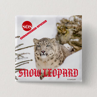 Badge Carré 5 Cm Snow Leopard
