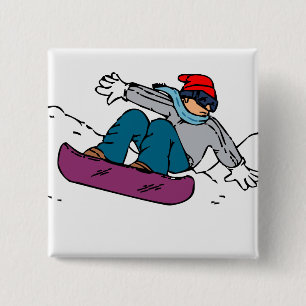 Badge Carré 5 Cm Snowboardeur cool cadeau snowboard l'amour hiv