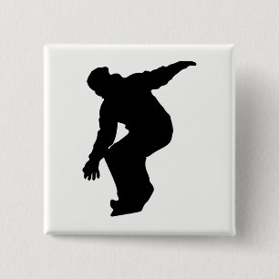 Badge Carré 5 Cm Snowboardeur Silhouette