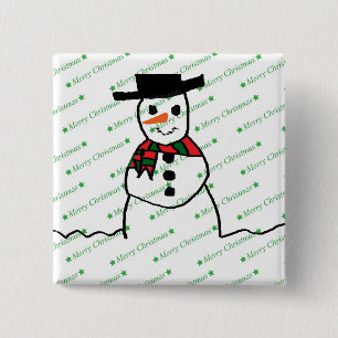 Badge Carré 5 Cm Snowman