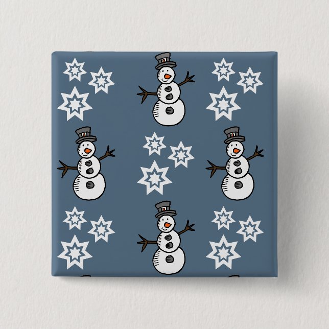 Badge Carré 5 Cm Snowman (Devant)