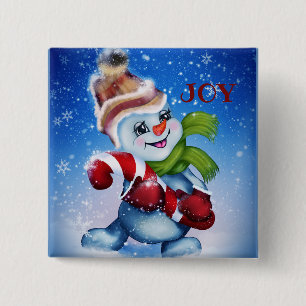 Badge Carré 5 Cm Snowman