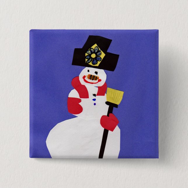 Badge Carré 5 Cm Snowman par VictoriaShaylee (Devant)