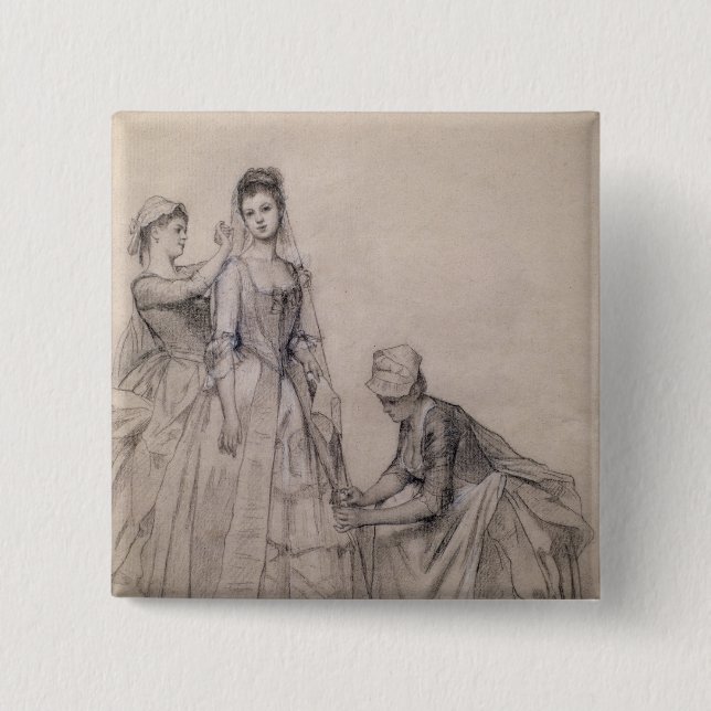 Badge Carré 5 Cm S'occuper de la jeune mariée (Devant)