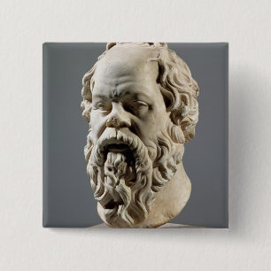 Badge Carré 5 Cm Socrates, tête de marbre, copie d'un bronze de