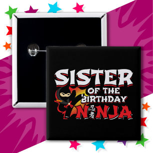 Badge Carré 5 Cm Soeur d'anniversaire de la fête de style bande des