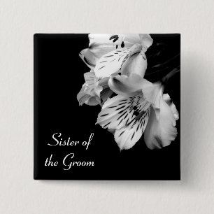 Badge Carré 5 Cm Soeur du bouton de lis d'Alstroemeria de marié