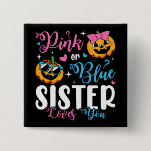 Badge Carré 5 Cm Soeur Rose Ou Bleue Vous Aime Citrouille Bébé Carr