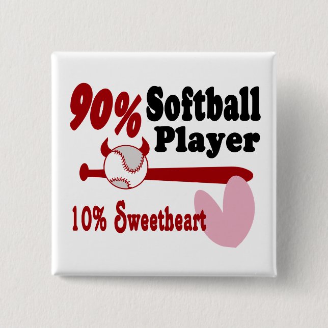 Badge Carré 5 Cm Softball Sweetheart (Devant)