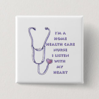 Badge Carré 5 Cm Soins de santé à domicile Infirmière Coeur