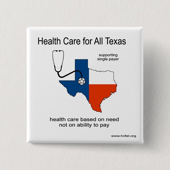Badge Carré 5 Cm Soins de santé pour tout le Pin du Texas (Devant)