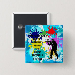 Badge Carré 5 Cm Soirée de Paintball