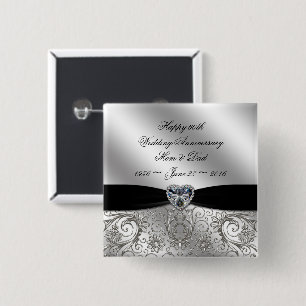 Badge Carré 5 Cm soixantième Bouton d'anniversaire de noces de