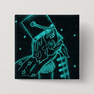 Badge Carré 5 Cm Soldat de jouet en noir et Aqua