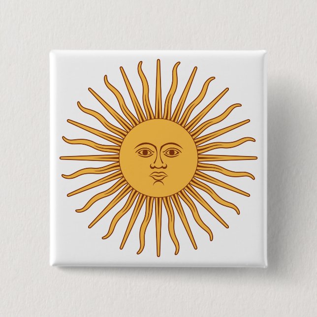 Badge Carré 5 Cm Soleil argentin (Devant)