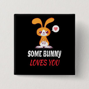Badge Carré 5 Cm Some Bunny T'aime en Partenariat