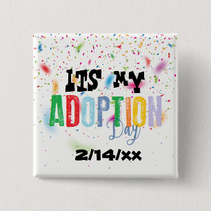 Badge Carré 5 Cm Son mon jour d'adoption par des ozias