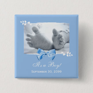 Badge Carré 5 Cm Son un faire-part de naissance élégant de baby