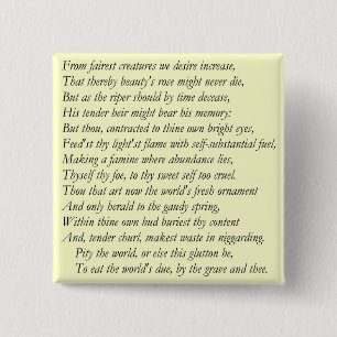 Badge Carré 5 Cm Sonnet # 1 par William Shakespeare