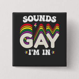 Badge Carré 5 Cm Sons groovy de la fierté LGBT Gay j'en suis
