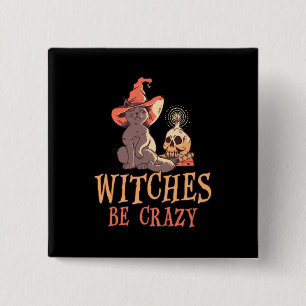 Badge Carré 5 Cm Sorcières d'Halloween